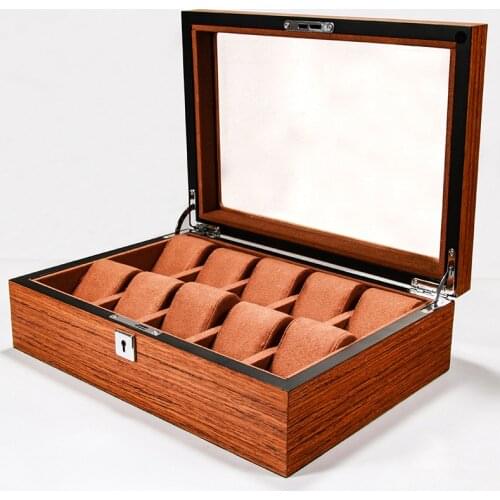 Luxury Wooden Watch Box Case Casket Display Box Watch Storage Box Gift Organizer 12 Seats Piano Paint Collection Present Cabinet