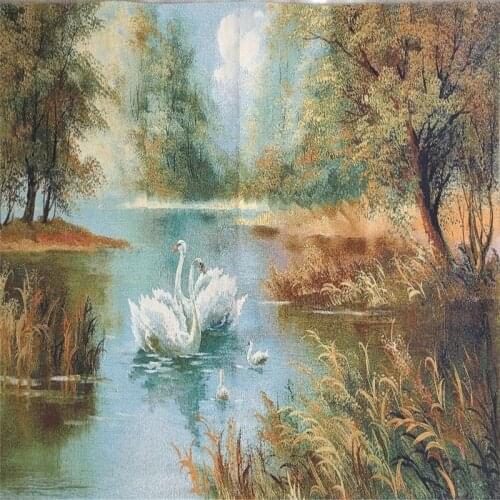 Hand embroidered (Swan Lake) Thangka decorative painting hanging in living room