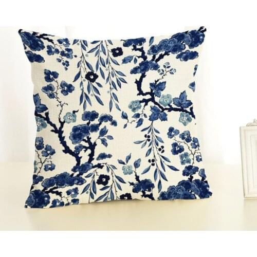 Blue and White Porcelain Colorful Cushion Cover Throw Pillow Case for Home Chair Sofa Decoration Square Pillowcases