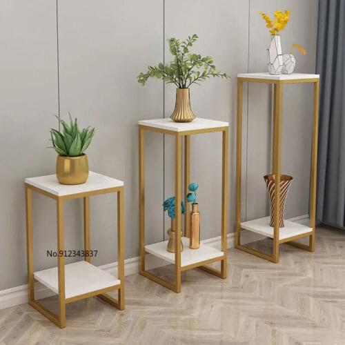 Nordic iron flower rack gold flower stand living room indoor bonsai decoration rack green radish floor multi-storey shelf soft