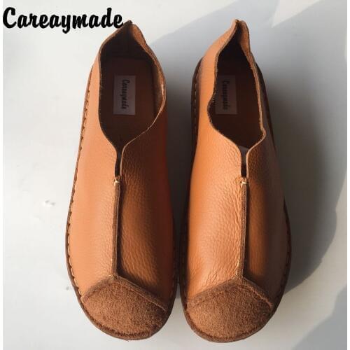 Careaymade-Genuine leather shoes,pure handmade flat shoes,women the retro art mori girl shoes,Women Casual lazy shoes,2 colors