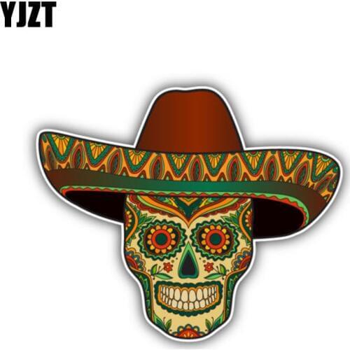 YJZT 14CM*11.4CM Personality Mexican Sugar Skull Pattern Car Sticker PVC Decal Car Styling 6-1310