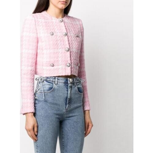 Newest HIGH QUALITY 2021 Designer Jacket Womens Diamonds Buttons Wool Blends Colors Plaid Tweed Short Jacket