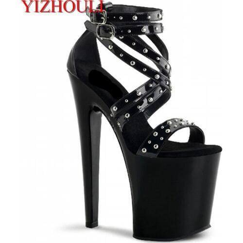 8 inch high heels for women, sexy rivets for dancing shoes sandals, 20 cm high heels Sandals