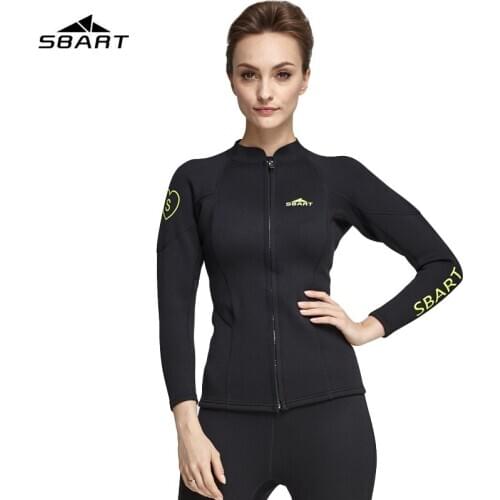 SBART Women 2MM Neoprene Wetsuit Tops Long Sleeve Swimsuit Shirt Womens Anti-UV Spearfishing Swim Diving Wetsuits Jacket