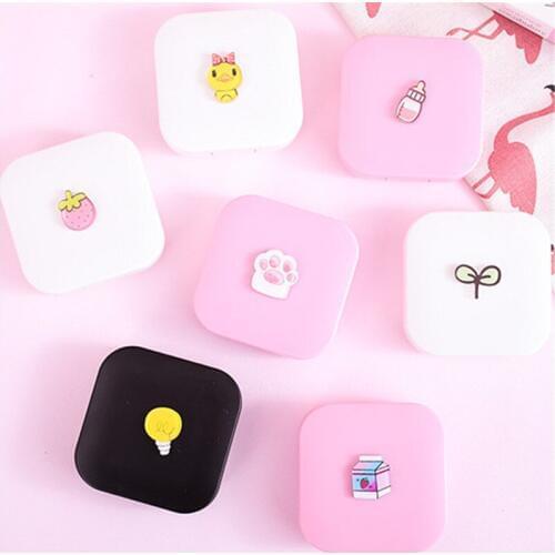 1 pc Cute Cartoon Girl Heart Contact Lens Box St tudent Soft Younger Sister Glasses Box Beautiful Pupil Box Nursing