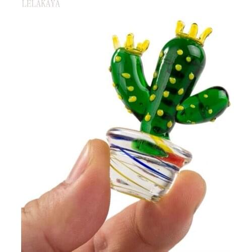 1pcs handmade Mini Cactus Model Miniature Figurine Desktop Graft Adornment Glass Home decoration Micro landscape Ornament bonsai
