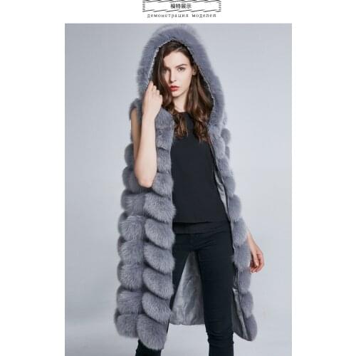 100% natural real fox fur coat, detachable winter warmth fox vest, extended style, brand new fox fur womens