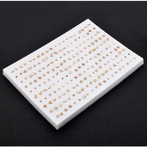 100pair/lot Mix Style Gold Silver Color Flower Stud Earring Set Star Moon Earrings For Women Girl Fashion Party Jewelry