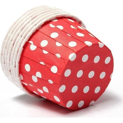 100X Paper Cupcake Liner Muffin Candy Nut Snack Greaseproof Dessert Baking Cups Color: Red Dot: 3.8cm*3cm*5cm