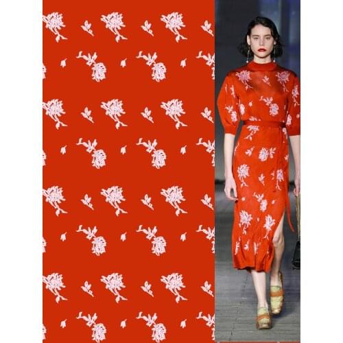 21 new digital inkjet printing womens skirt garment surface European design fabric non-stretch satin factory shop