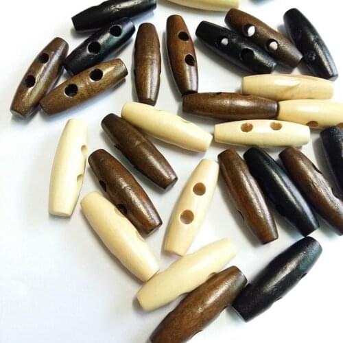 30pcs 35mm*11mm Olive Wood Toggle Buttons Wind Coat Horn Buckle Garment Sewing Accessories Duffel Coat Overcoat Button