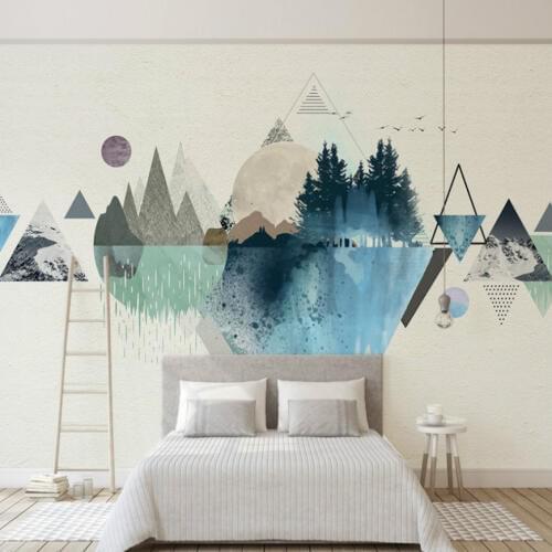 Free Shipping 3d Pink And Blue Wallpaper Geometric Pattern Black And White Color Bedroom Wallpaper Custom Photo 3d Mural