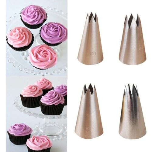 4PCS 1M/633/621/631 Middle Size Cream Nozzle 304 Stainless Steel Baking Tools Pastry Kitchen Cake Accessories