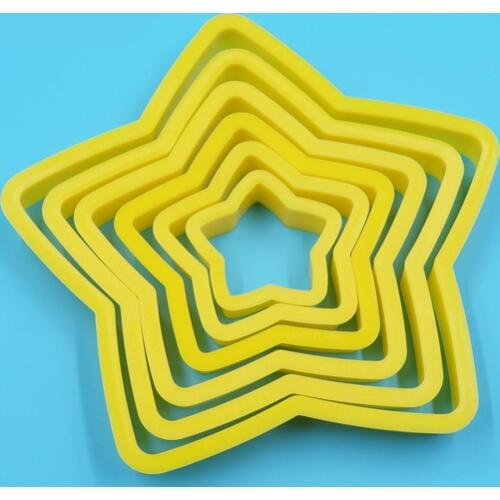 6pcs/set Star Shaped Plastic Cake Mold Cookie Cutter Biscuit Stamp Fondant Cake Decorating Tools E001