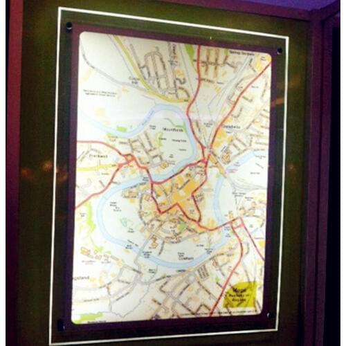 60x90CM Acrylic Frameless LED Illuminated Map Frame Light Box for Real Estate Agent Wall Advertising display