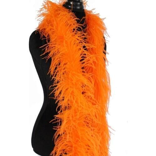 Free shipping 5 plys Orange Luxury Ostrich Feather Boa 2meter long per pc A Quality fluffy 10meters/lot
