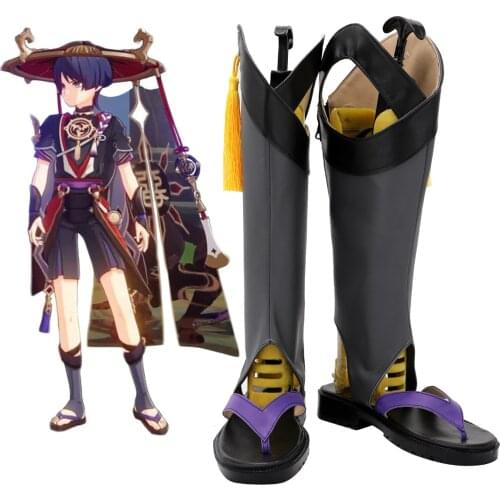 Genshin Impact Scaramouche Cosplay Boots Balladeer Leather Shoes Cosplay Custom Made Any Size for Unisex