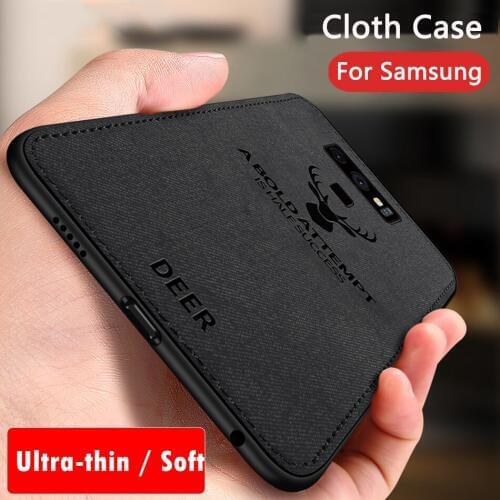 Case For Samsung A7 2018 A750 A6 A8 Plus S7 Edge Galaxy S20 Ultra S10 S8 S9 Plus Note 20 10 Lite Emboss Deer Cloth Texture Case