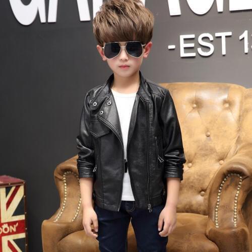 Spring & Autumn Fashion Kids Leather Jacket Girls PU Jacket Children Leather Outwear For boy Baby Girl Jackets and Coats 5~14 T