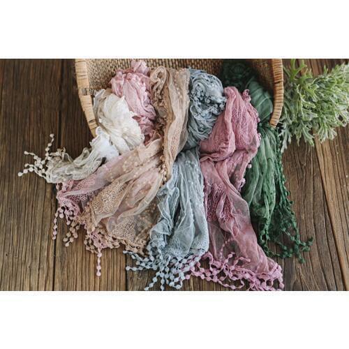 Baby blanket embroidered lotus leaf lace tassel wrap cloth full moon baby infant photo newborn photography props