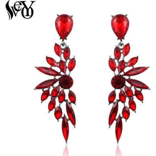 VEYO Long Crystal Drop Earrings for Woman Unique Design Hollow Out Dangle Earrings Fashion Jewelry Wholesale