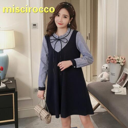 Two False Pieces Maternity Dress Bow Pregnant Womens Dress Long Sleeve OL Shirt+ Vest Fake Two-piece Suit Women Top