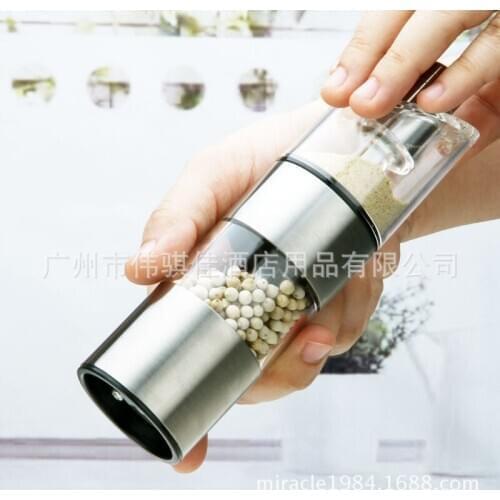 Two in One Stainless Steel Pepper Mill Salt Pepper Grinder mill for pepper