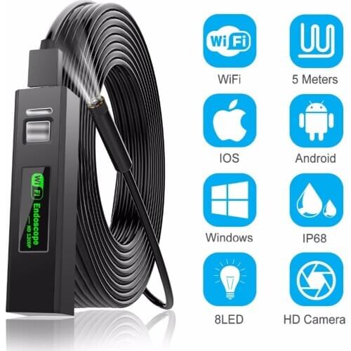 1200P Endoscope Camera Wireless Endoscope 2.0 MP HD Borescope Rigid Snake Cable for IOS iPhone Android Samsung Smartphone PC