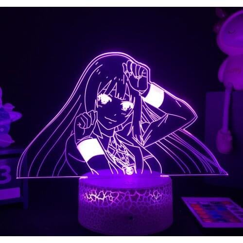 Anime Kakegurui Figure Yumeko Jabami 3D LED RGB Night Lights Cool Gift for Friend Lava Lamp Children Bedroom Bedside Table Decor