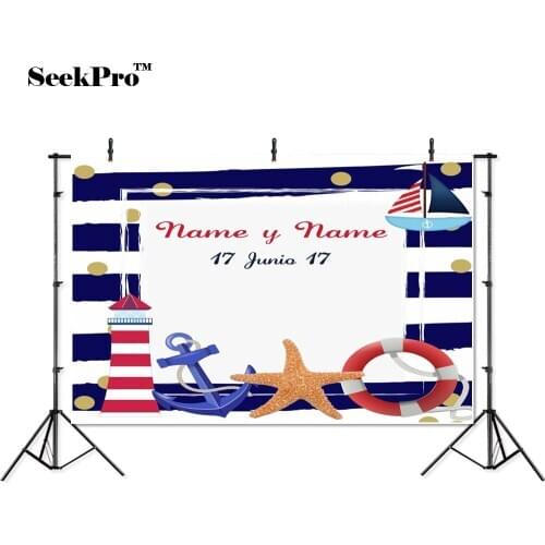 Thin vinyl birthday stripe Anchor lighthouse children photo Background Printed Professional indoor Photographic studio Backdrops