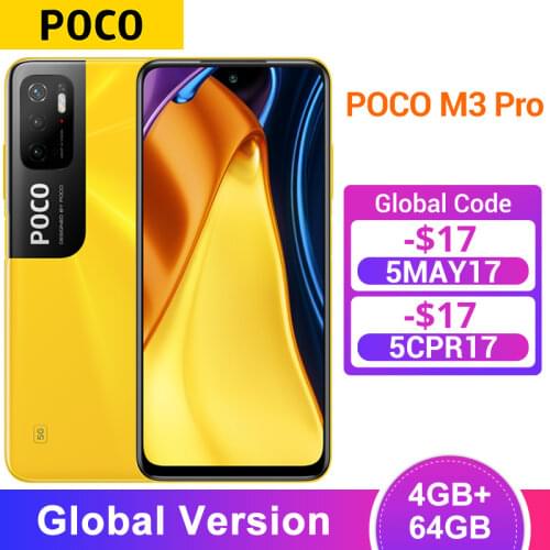 Global Version POCO M3 Pro 5G Cellphone 4GB RAM 64GB ROM Dimensity 700 Octa Core 6.5” 90Hz Display 48MP Triple Camera 5000mAh