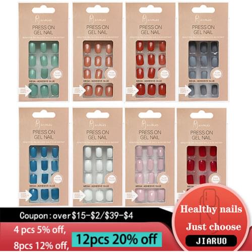 Nails Art Fake Nail Tips Set Full Cover Artificial Square Kiss with Glue Stick Designs Clear Display Short False Press on Coffin