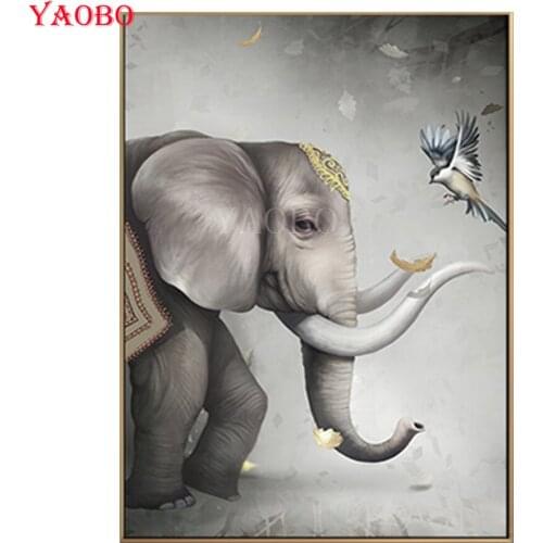 Nordic Elephant Bird Pictures Diamond embroidery mosaic diamond painting Cross Stitch full square round Rhinestone decoration