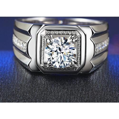 Classical AAA zircon diamonds gemstones rings for men white gold silver color wedding band jewelry bague fashion gifts accessory