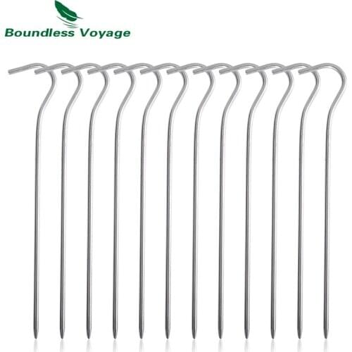 Boundless Voyage 8-12pcs Titanium alloy Tent Pegs Camping Hiking Climbing Ultralight Tent Nail Stakes