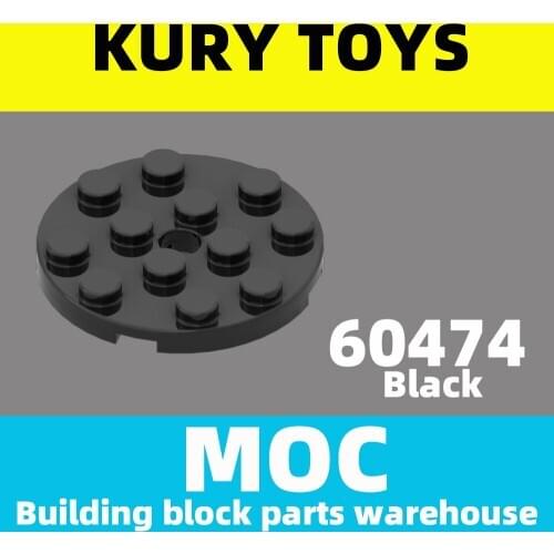 Kury Toys DIY MOC For 60474 100pcs Building block parts For Plate, Round 4 x 4 with Hole For toy brick