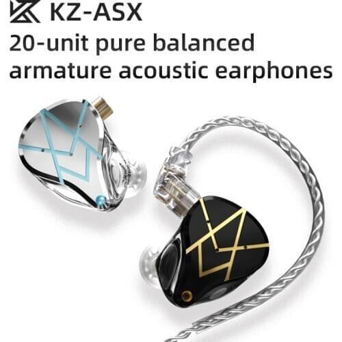 KZ ASX Headset 20 BA Units HIFI Bass In Ear Monitor balanced armature Earphones Noise Cancelling Earbuds Sport KZ ZSX ZAX ASF
