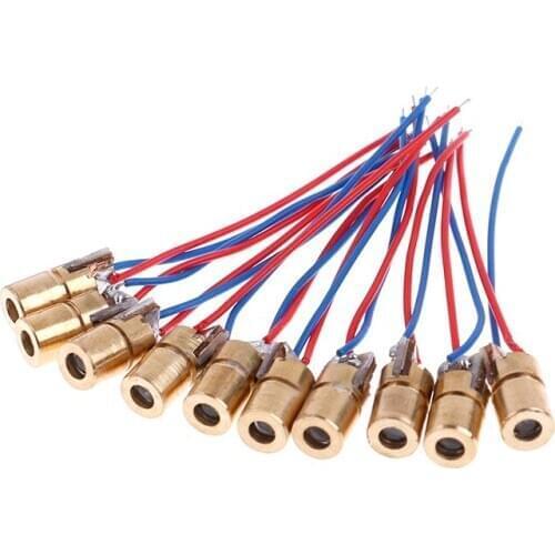 Laser Diode 10pcs 650nm 6mm 3VDC 5 Million Watt Adjustable Laser Dot Diode Module Red Copper Head Mini Laser Pointer