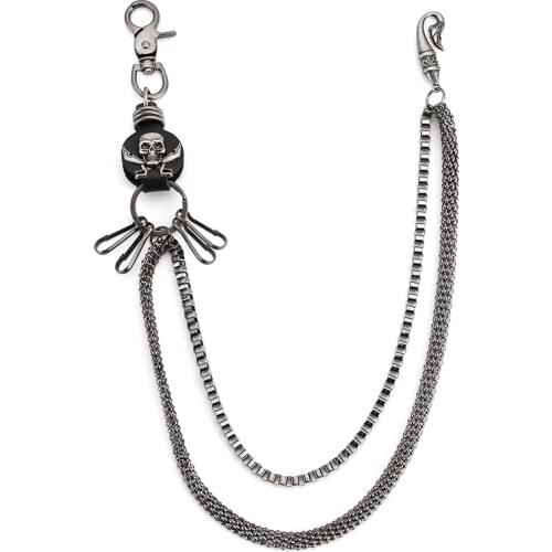 Mens Motorcycle Keychain Trucker Belt Chains Rock Gothic Punk Style Pants Trousers Jean Biker Wallet Key Ring Long DR92
