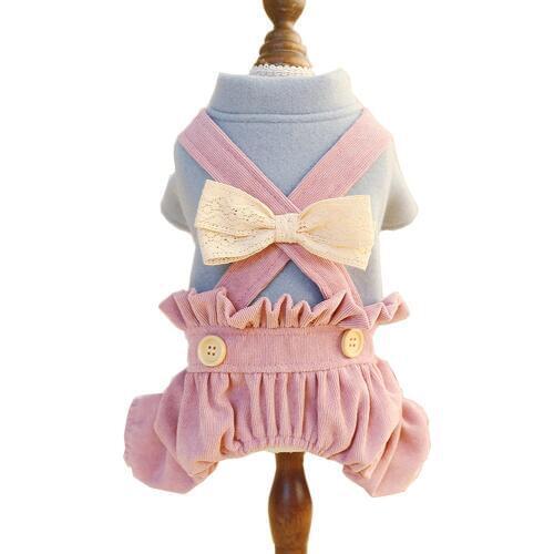 Autumn Dog Jumpsuit Girl Teddy Overalls for Dogs Corduroy Princess Dog Clothes XS S M L XL