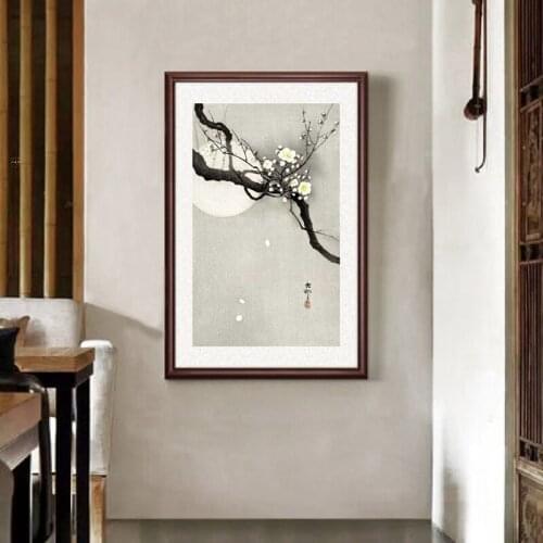 Boho Winter Bird in the Snow Landscape Canvas Painting Print Japanese Style Plum Blossom Picture Poster Living Room Wall Decor