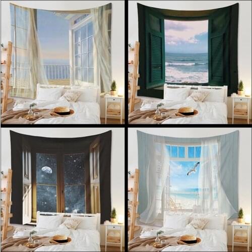 Window sill landscape tapestry Bedroom home decoration fabric hanging paintings Large size background cloth Wall hanging