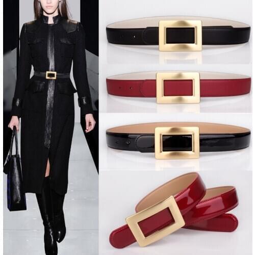 New Women High Quality Genuine Leather Belt Luxury Designer Gold Buckle Belts Personality Tide All-match Spring Autumn Waistband