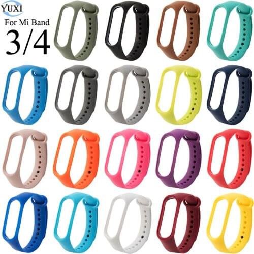 YuXi Strap For Xiaomi Mi Band 3 4 Silicone Wristband Bracelet Replacement For Miband 3 4 Smart Bracelet Soft Strap