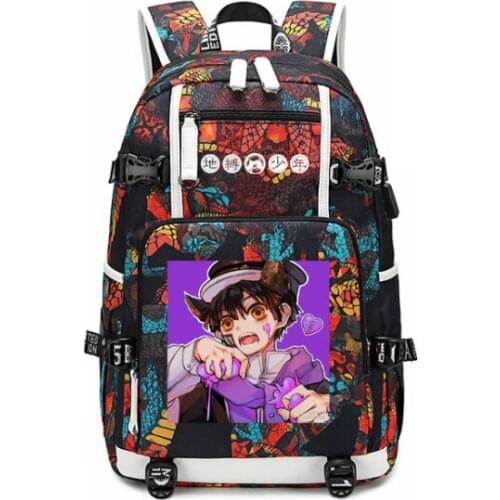 Anime New Toilet-bound Jibaku Shounen Hanako-kun Backpack laptop Capacity knapsack Men Travel bags USB Oxford Backpack schoolbag