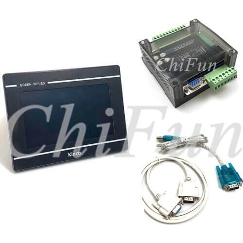 Kinco GL070 HMI Touch Screen + FX3U 14/24/32/48/56 MT/MR PLC Industrial Control Board With Communication & Download cable