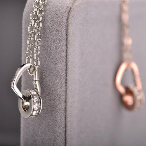 Heart & Circle Double Hoops Pendant Silver Plated Golden Women Fashion Necklace