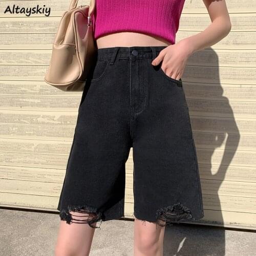 Shorts Women Hipster Cozy High Street Korean Style Summer Fashion Simple Students Casual All-match Straight Female Trouser Denim