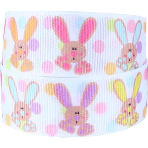 Cute colorful rabbit Easter printed grosgrain ribbon for baby hair bows